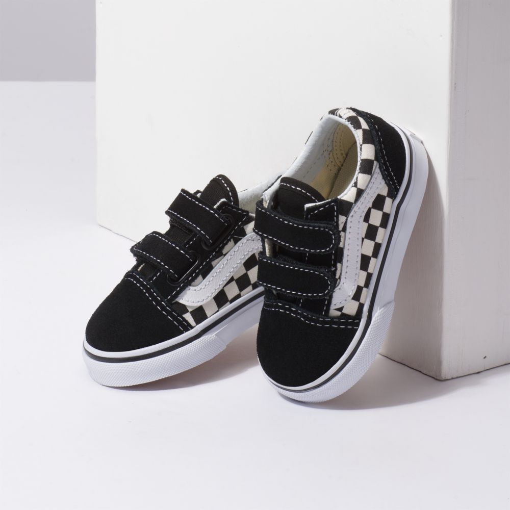 Dětské Classic Vans Primary Check Old Skool V Černé Bílé | CE5890431