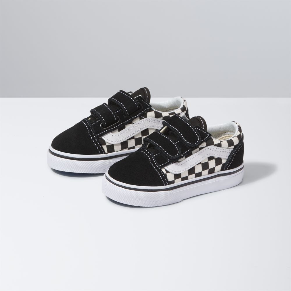 Dětské Classic Vans Primary Check Old Skool V Černé Bílé | CE5890431