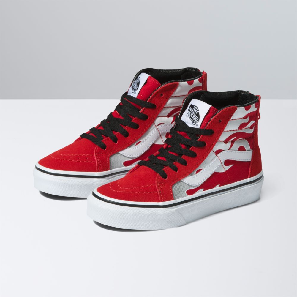 Dětské Classic Vans Sk8-Hi Zip Červené Černé | EL7340852