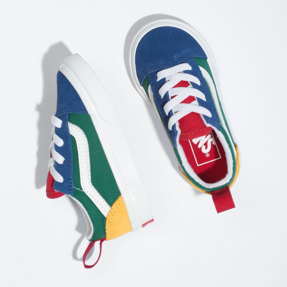 Dětské Classic Vans Yacht Club Old Skool Elastic Krajkové Blankyt Zelene Žluté | RN3849012