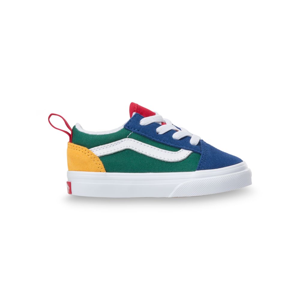 Dětské Classic Vans Yacht Club Old Skool Elastic Krajkové Blankyt Zelene Žluté | RN3849012