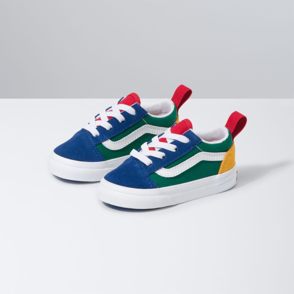 Dětské Classic Vans Yacht Club Old Skool Elastic Krajkové Blankyt Zelene Žluté | RN3849012