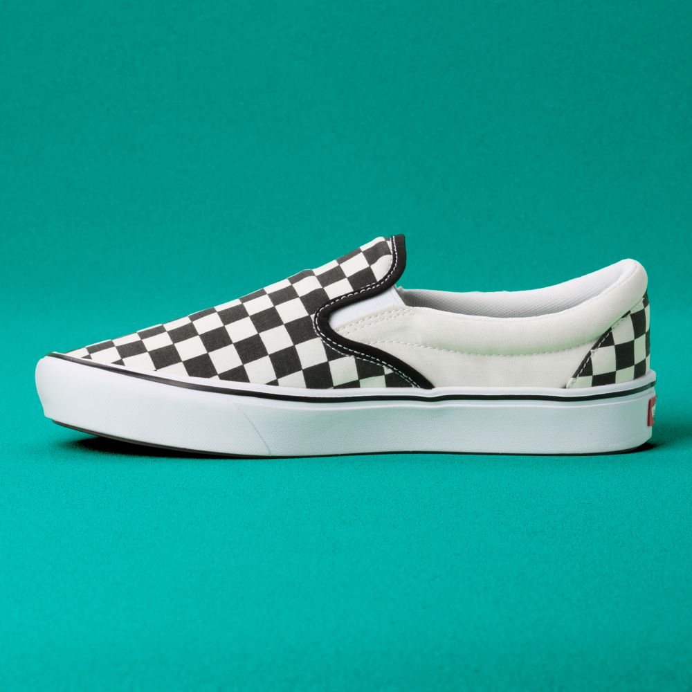 Pánské Classic Vans ComfyCush Checkerboard Černé Bílé | PM2560913