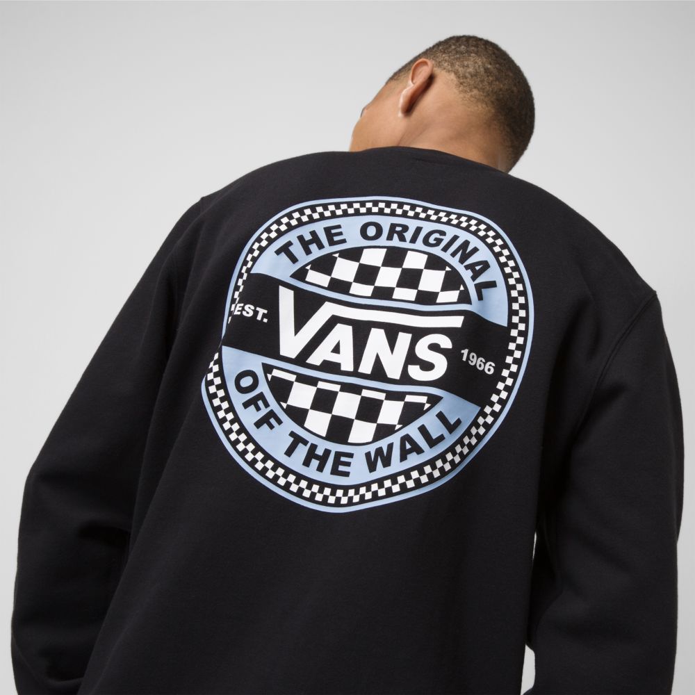 Pánské Mikiny S Kapucí Vans Circle Checker Crew Černé | BJ7980321