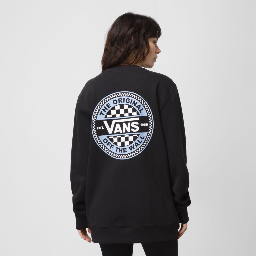 Pánské Mikiny S Kapucí Vans Circle Checker Crew Černé | BJ7980321