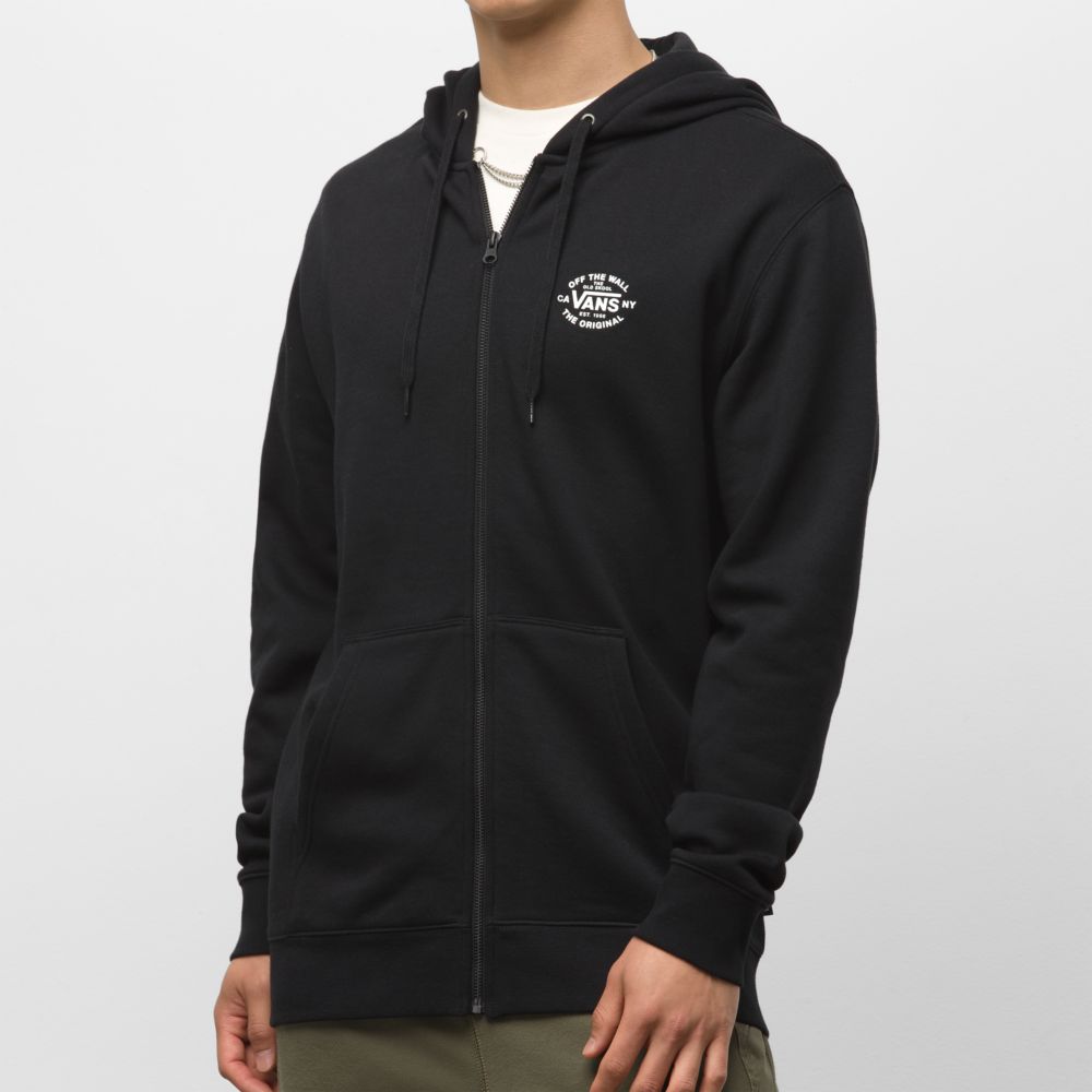 Pánské Mikiny S Kapucí Vans Seasonal Full Zip Černé | TP0187349