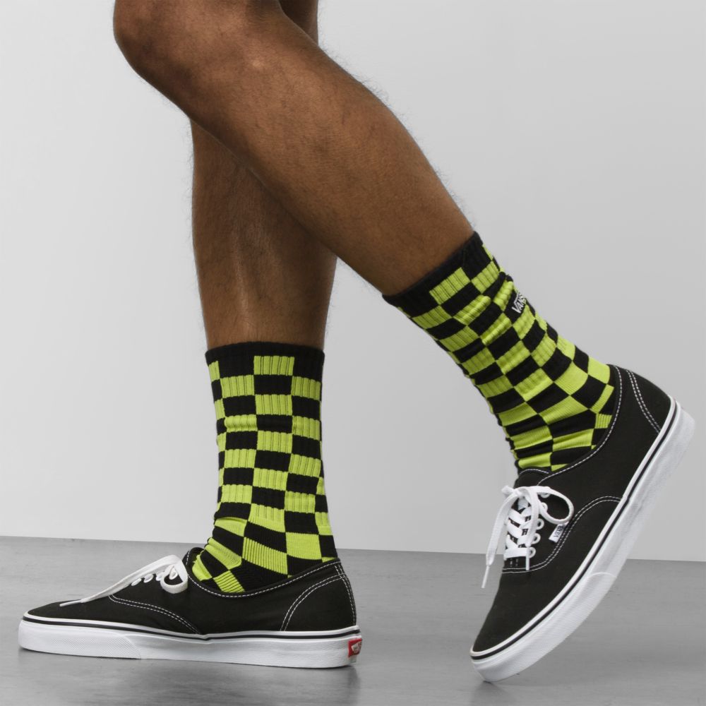 Pánské Ponožky Vans Checkerboard Crew 6.5-9 Světle Zelene | GH3089526