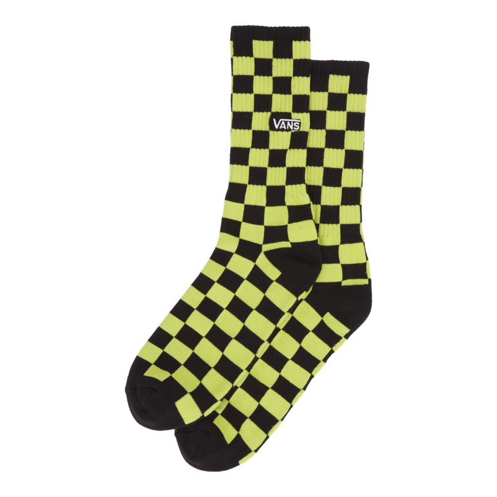 Pánské Ponožky Vans Checkerboard Crew 9.5-13 Světle Zelene | UZ3976850