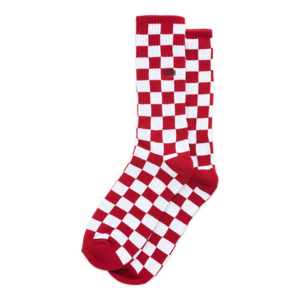 Pánské Ponožky Vans Checkerboard Crew Červené Bílé | PF8036145