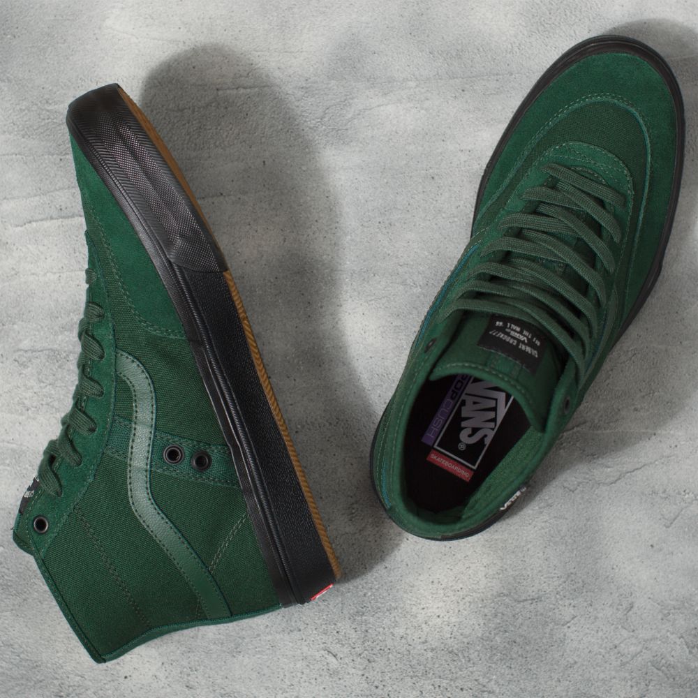 Pánské Skate Boty Vans Crockett High Tmavě Zelene Černé | SK9456310