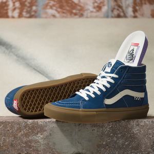 Dámské Classic Vans Semišové Gum Sk8-Hi Tmavě Blankyt | SG8634295