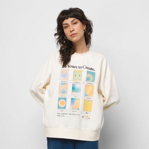 Dámské Mikiny S Kapucí Vans Auras Slouchy Crew Bílé | YC3760281